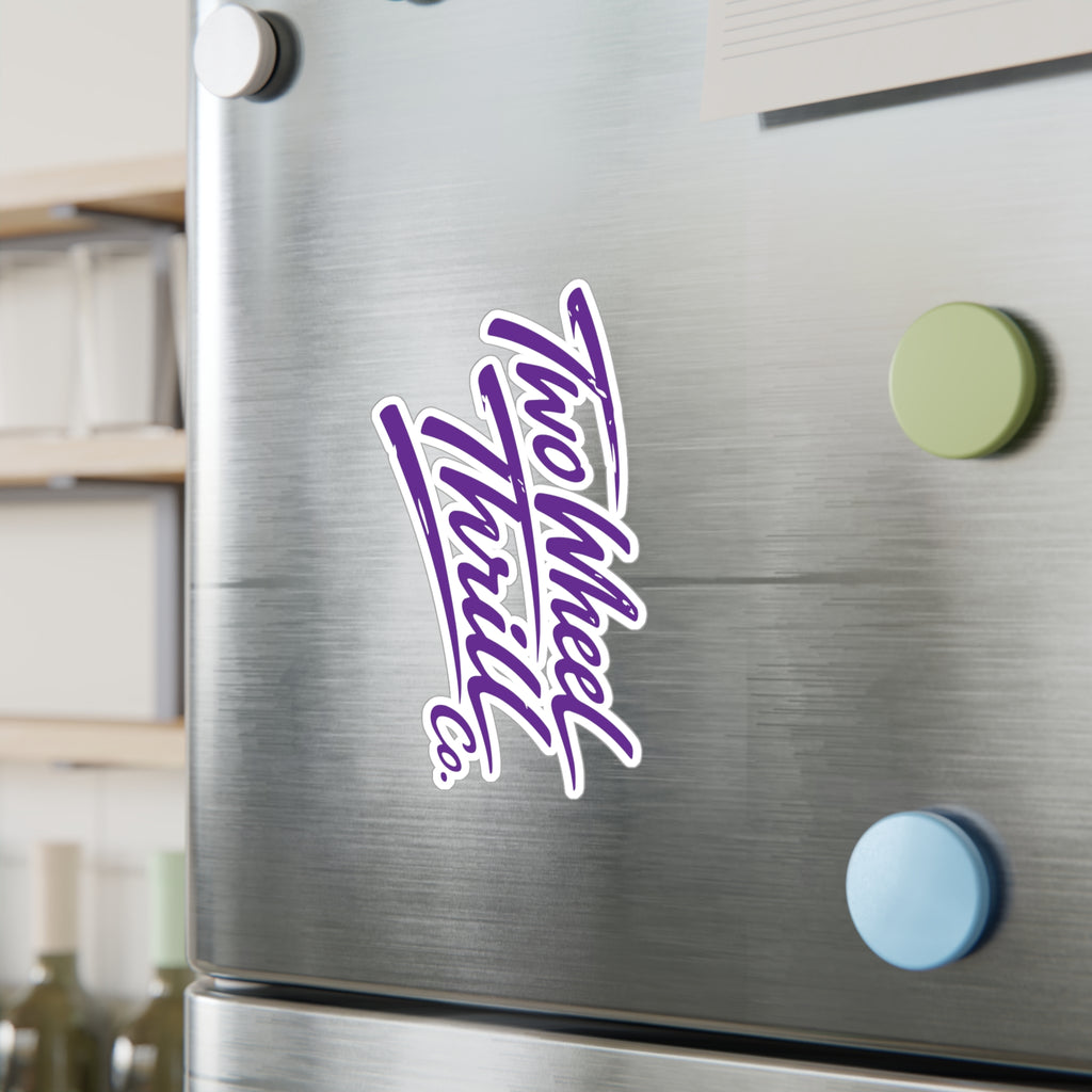 Kiss-Cut Vinyl Decal — "Low Wheel Thrill Co." Script Sticker (Purple)