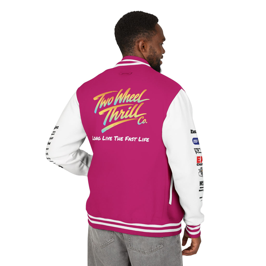 Two Wheeled Thrill Letterman Jacket — "Live the Fast Life" Varsity Jacket