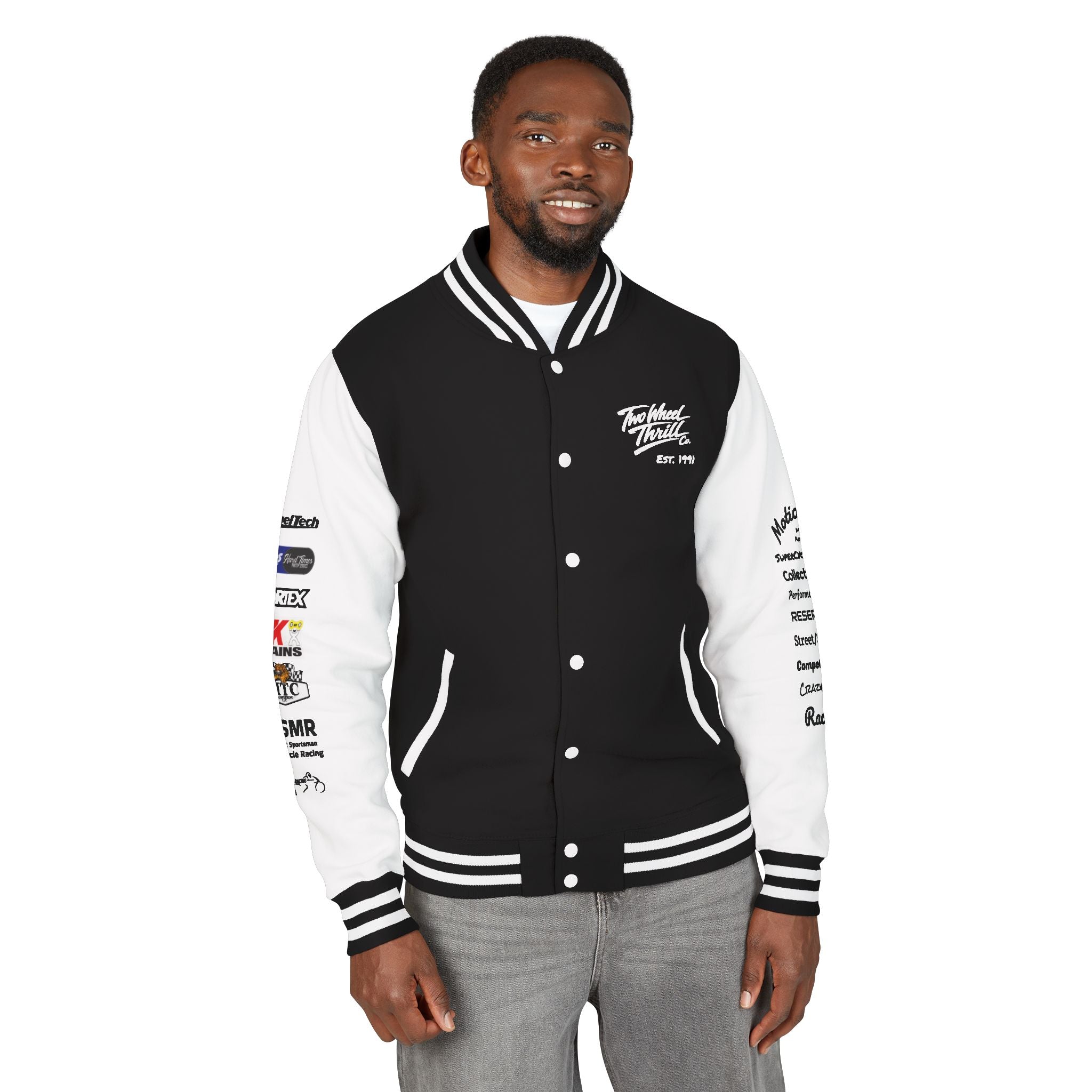 Two Wheeled Thrill Letterman Jacket — "Live the Fast Life" Varsity Jacket