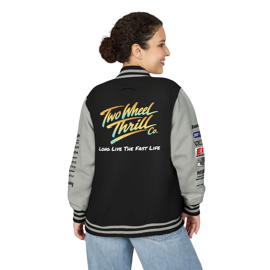 Two Wheeled Thrill Letterman Jacket — "Live the Fast Life" Varsity Jacket