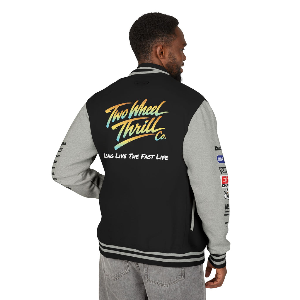 Two Wheeled Thrill Letterman Jacket — "Live the Fast Life" Varsity Jacket