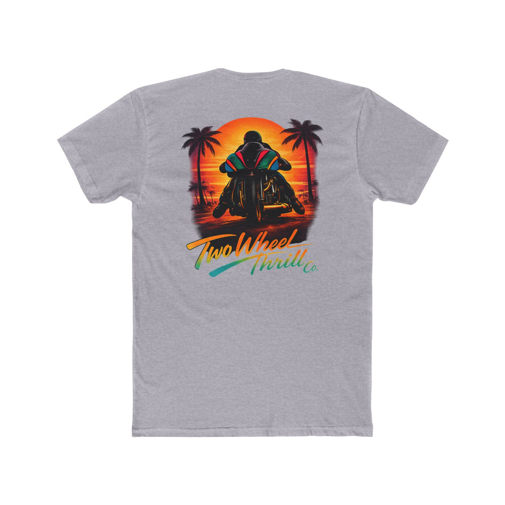 Two Wheel Thrill Co. Motorcycle Tee — Retro Beach Rider Graphic T-Shirt