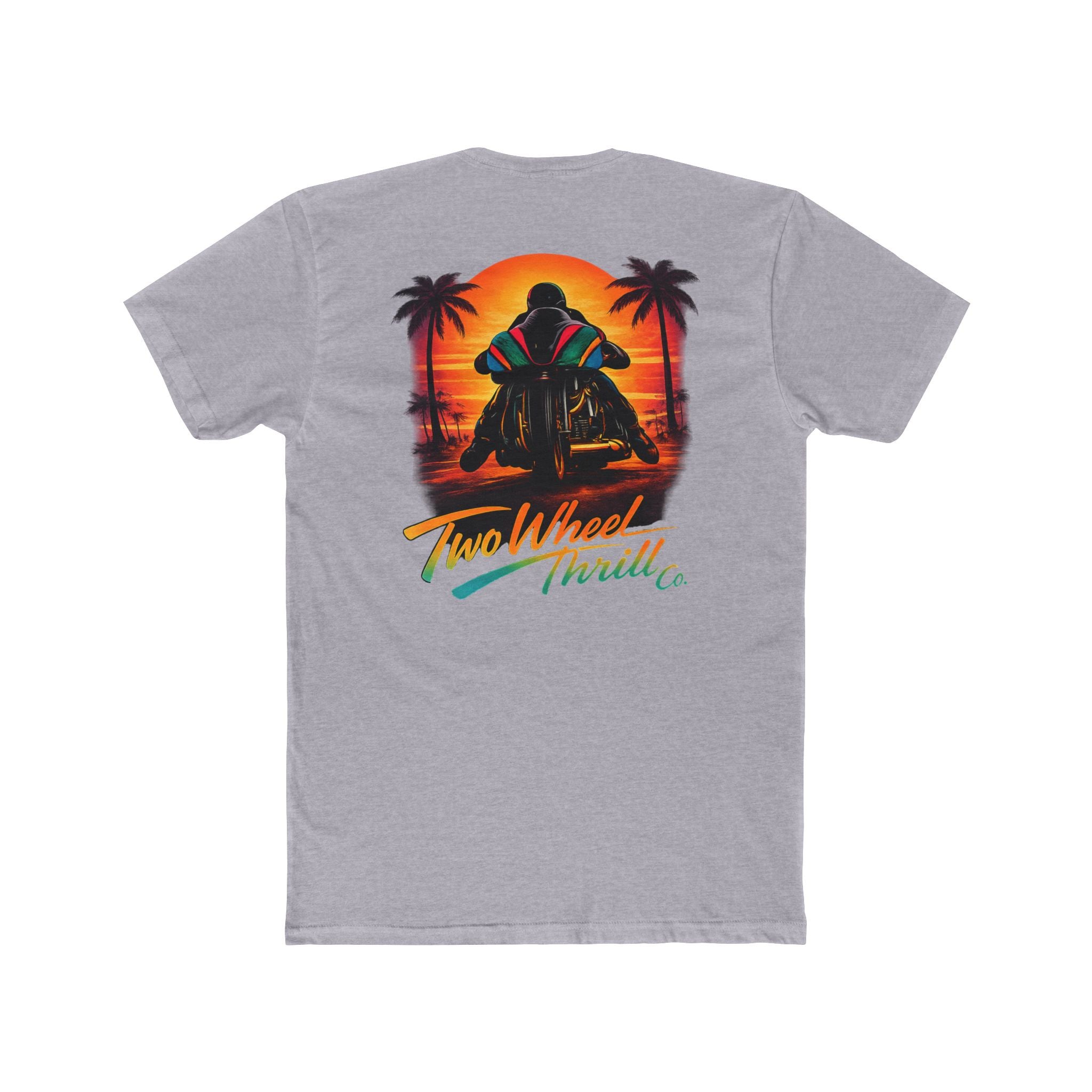 Two Wheel Thrill Co. Motorcycle Tee — Retro Beach Rider Graphic T-Shirt
