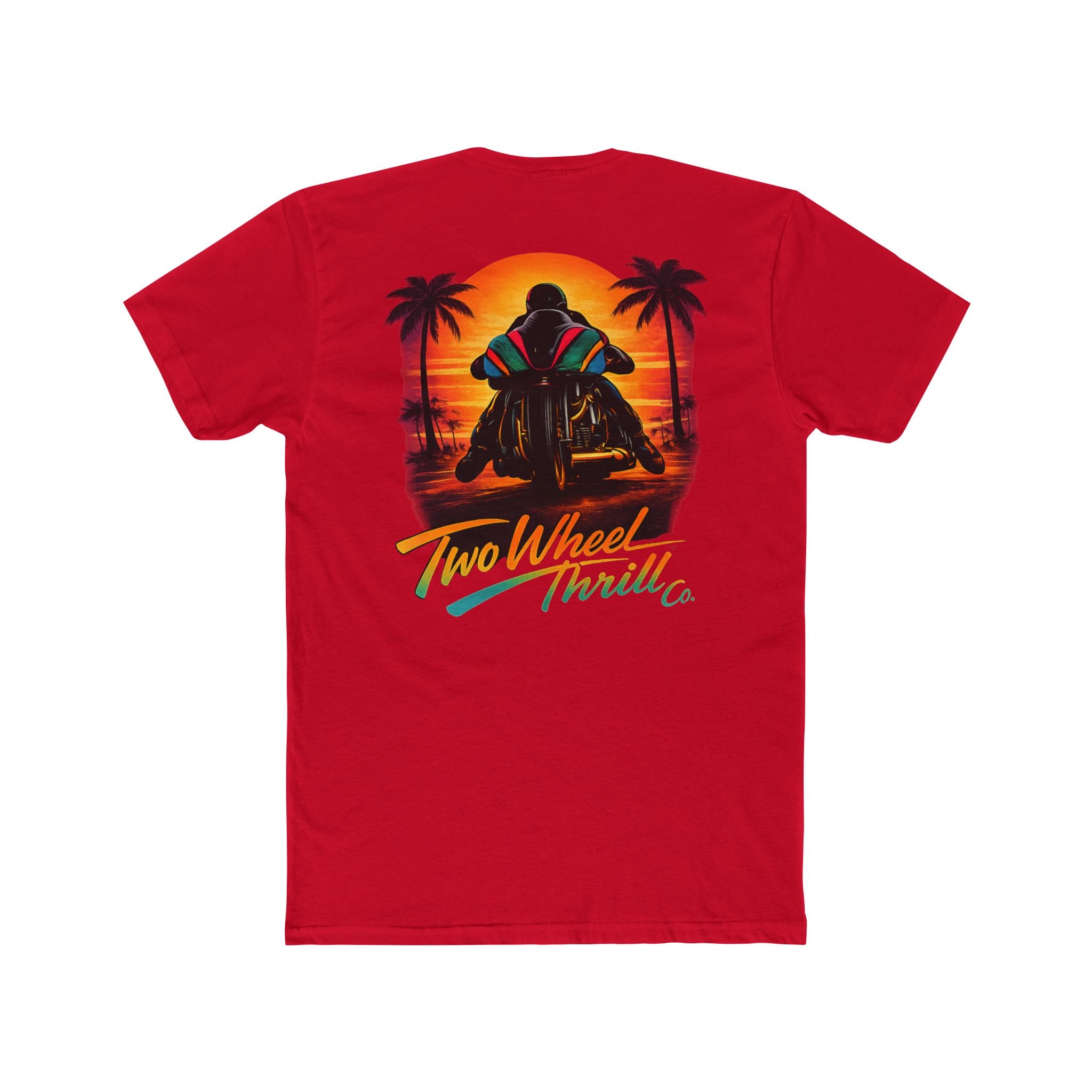 Two Wheel Thrill Motorcycle Tee — "Stupid Fast!" Sunset Rider T-Shirt