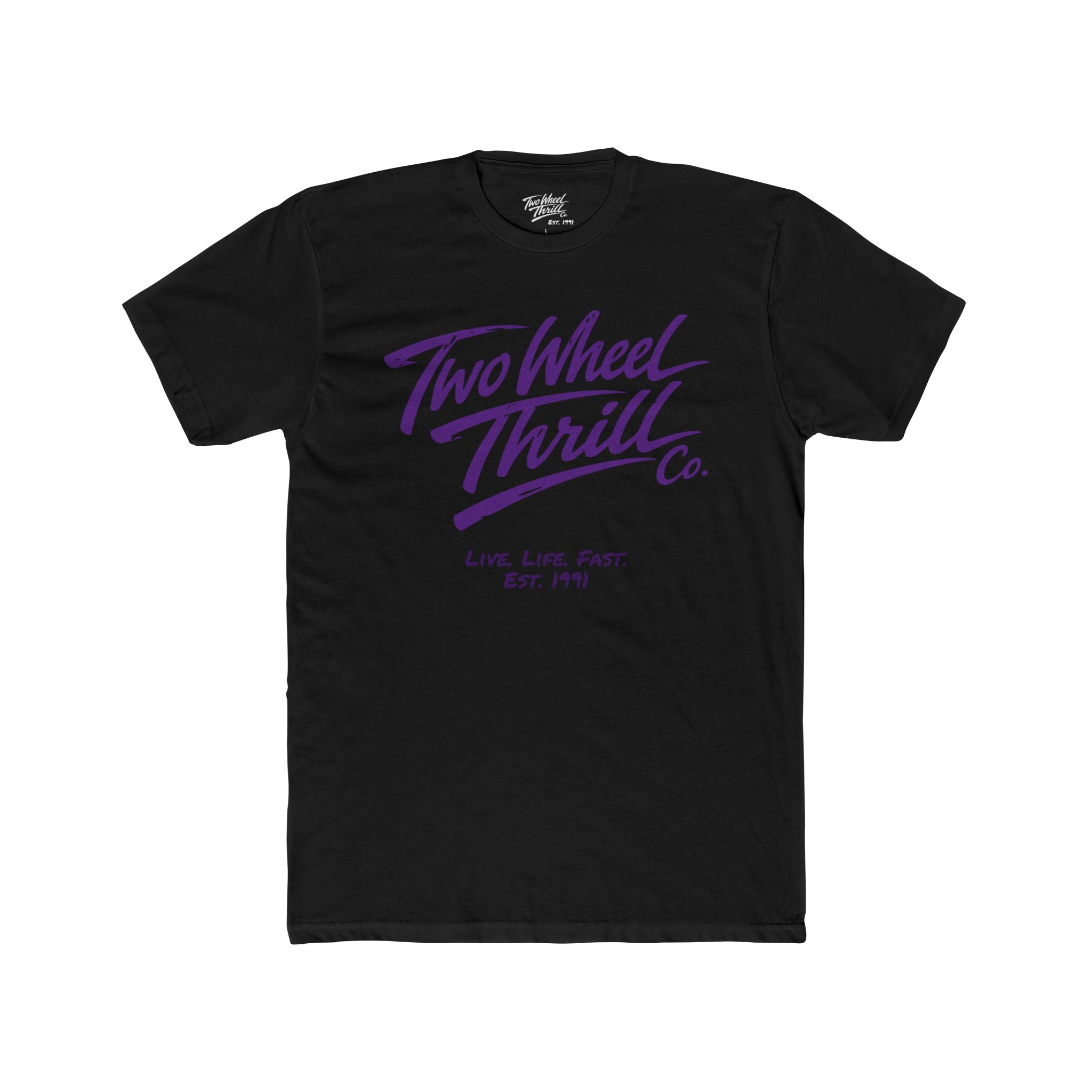 Two Wheel Thrill Co. Motorcycle Tee — Retro Beach Rider Graphic T-Shirt