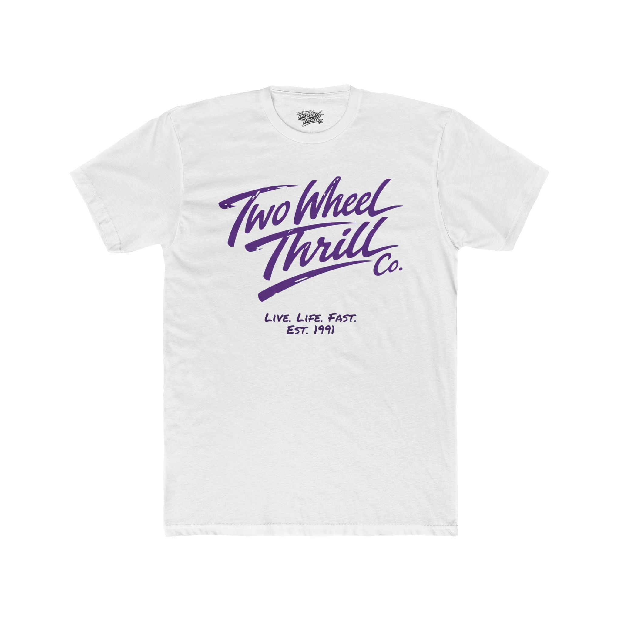 Two Wheel Thrill Co. Motorcycle Tee — Retro Beach Rider Graphic T-Shirt