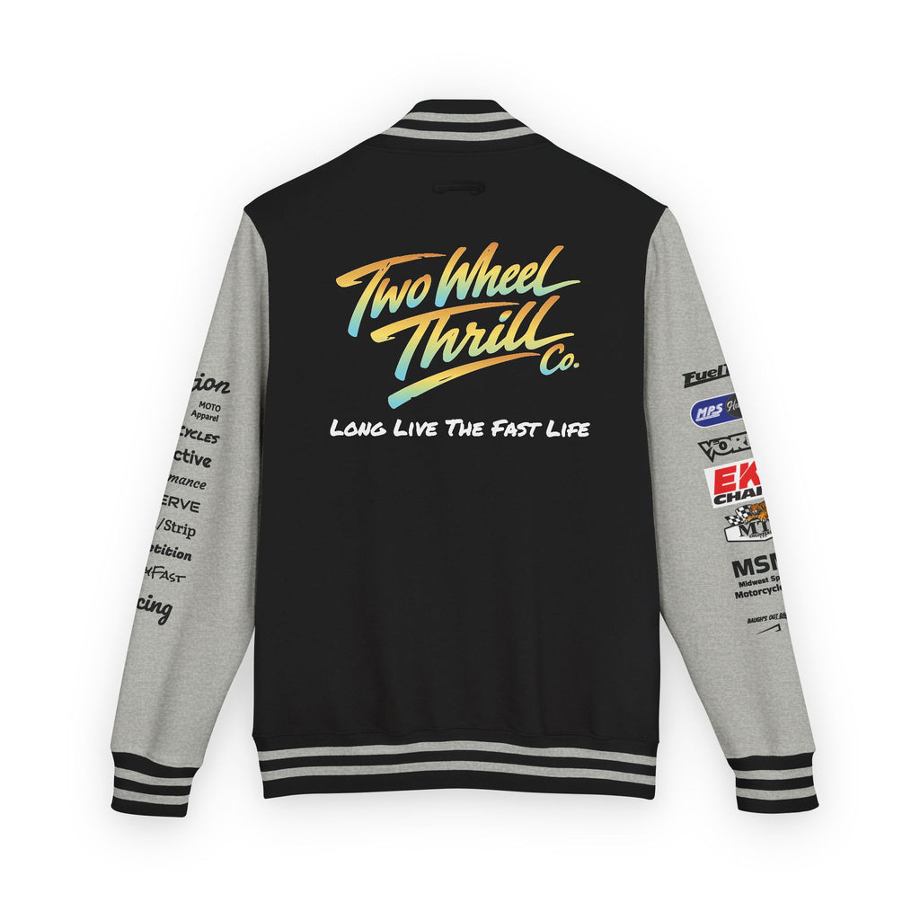 Two Wheeled Thrill Letterman Jacket — "Live the Fast Life" Varsity Jacket