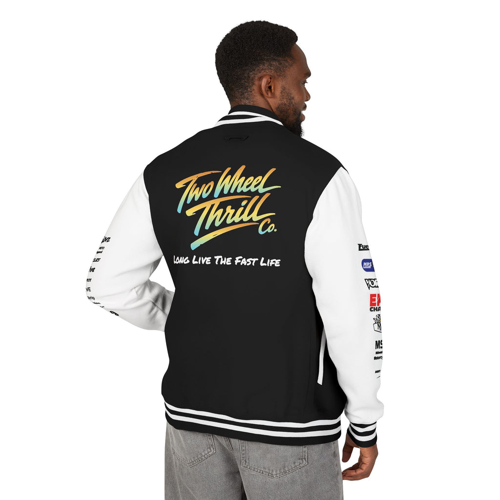 Two Wheeled Thrill Letterman Jacket — "Live the Fast Life" Varsity Jacket