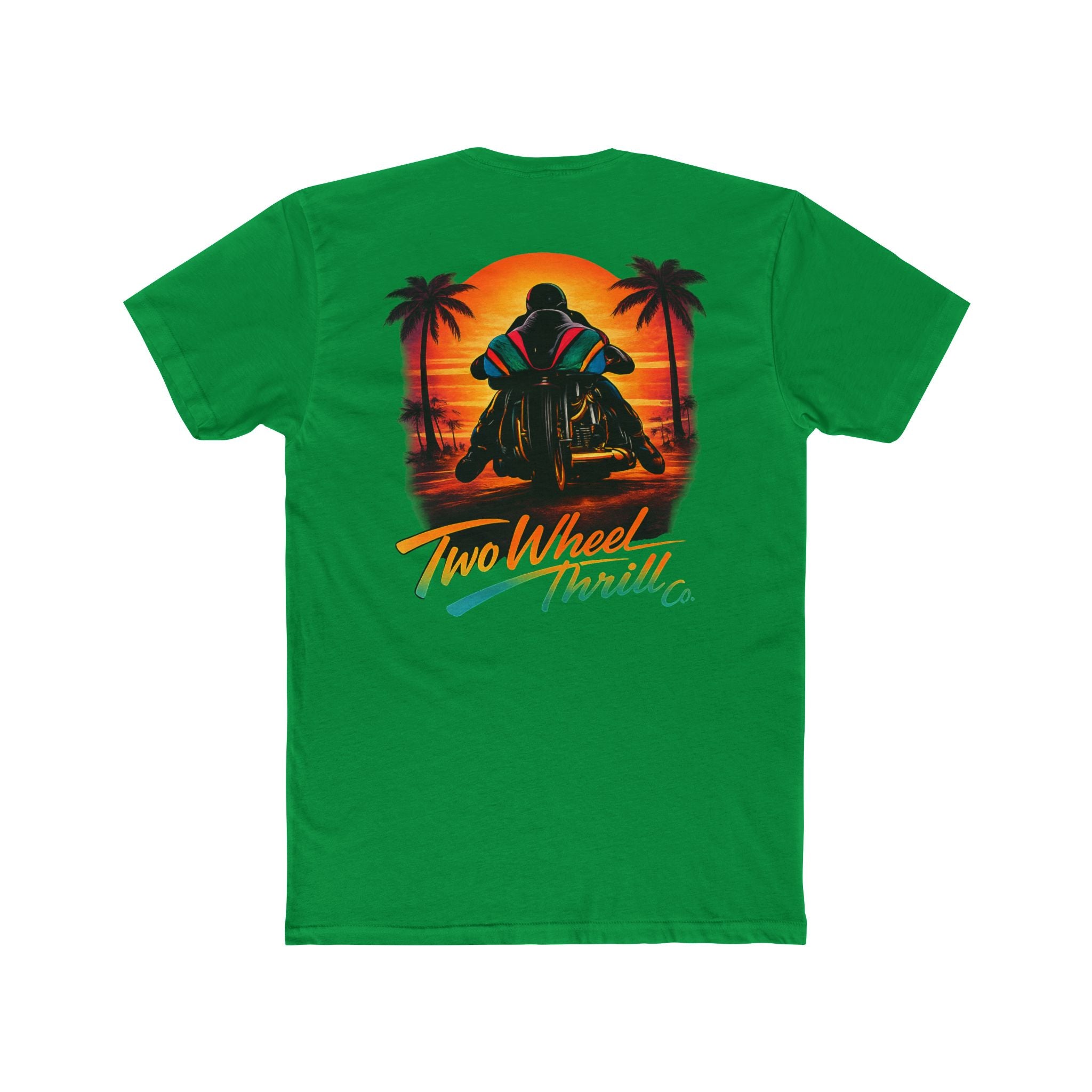 Two Wheel Thrill Motorcycle Tee — "Stupid Fast!" Sunset Rider T-Shirt