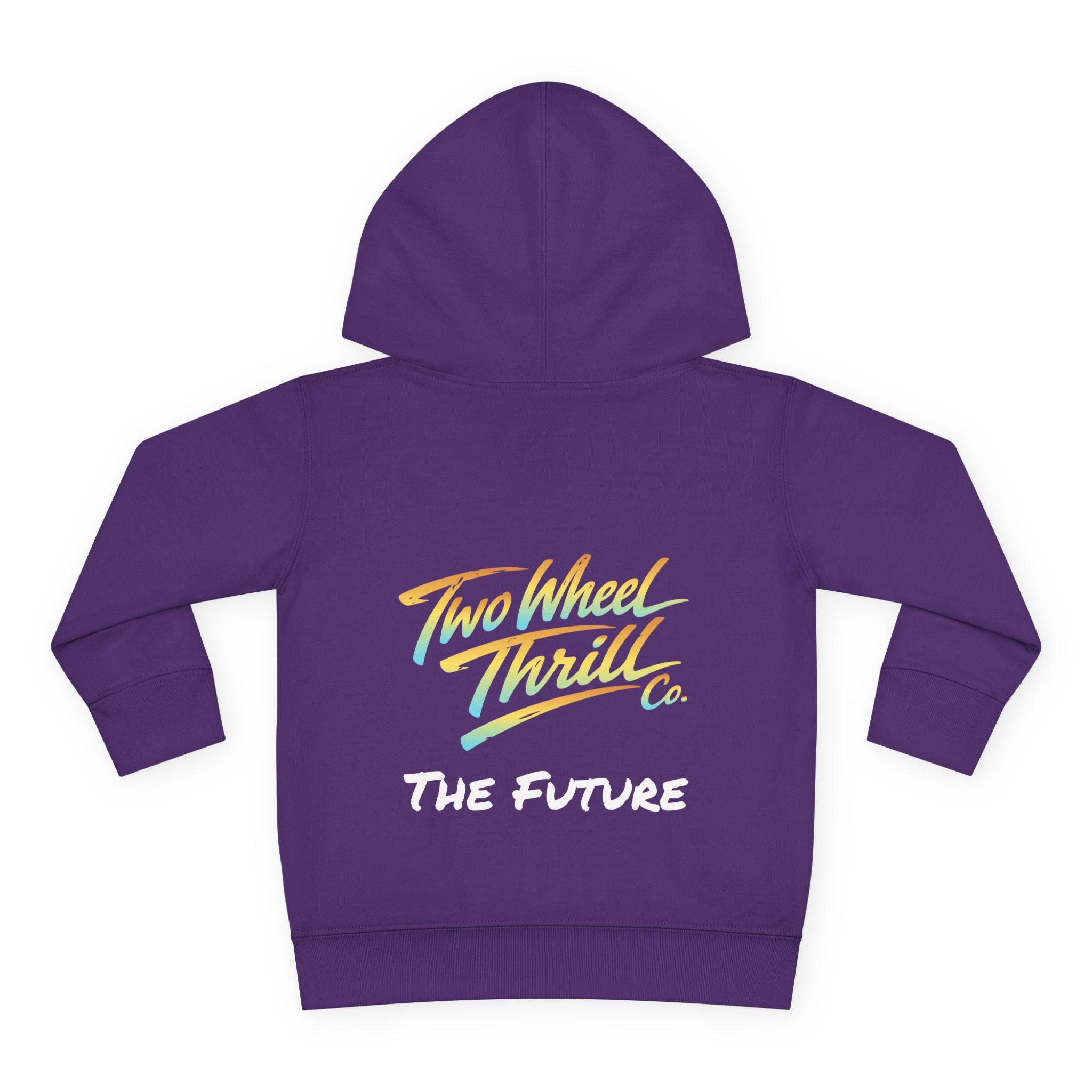 Toddler Hoodie - "Cycles" Front Patch & "Two Wheel Thrill Co." Colorful Back Graphic