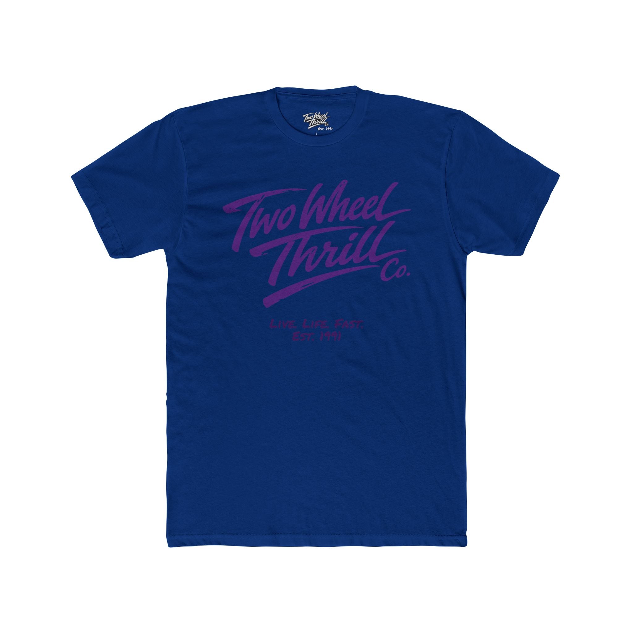 Two Wheel Thrill Co. Motorcycle Tee — Retro Beach Rider Graphic T-Shirt