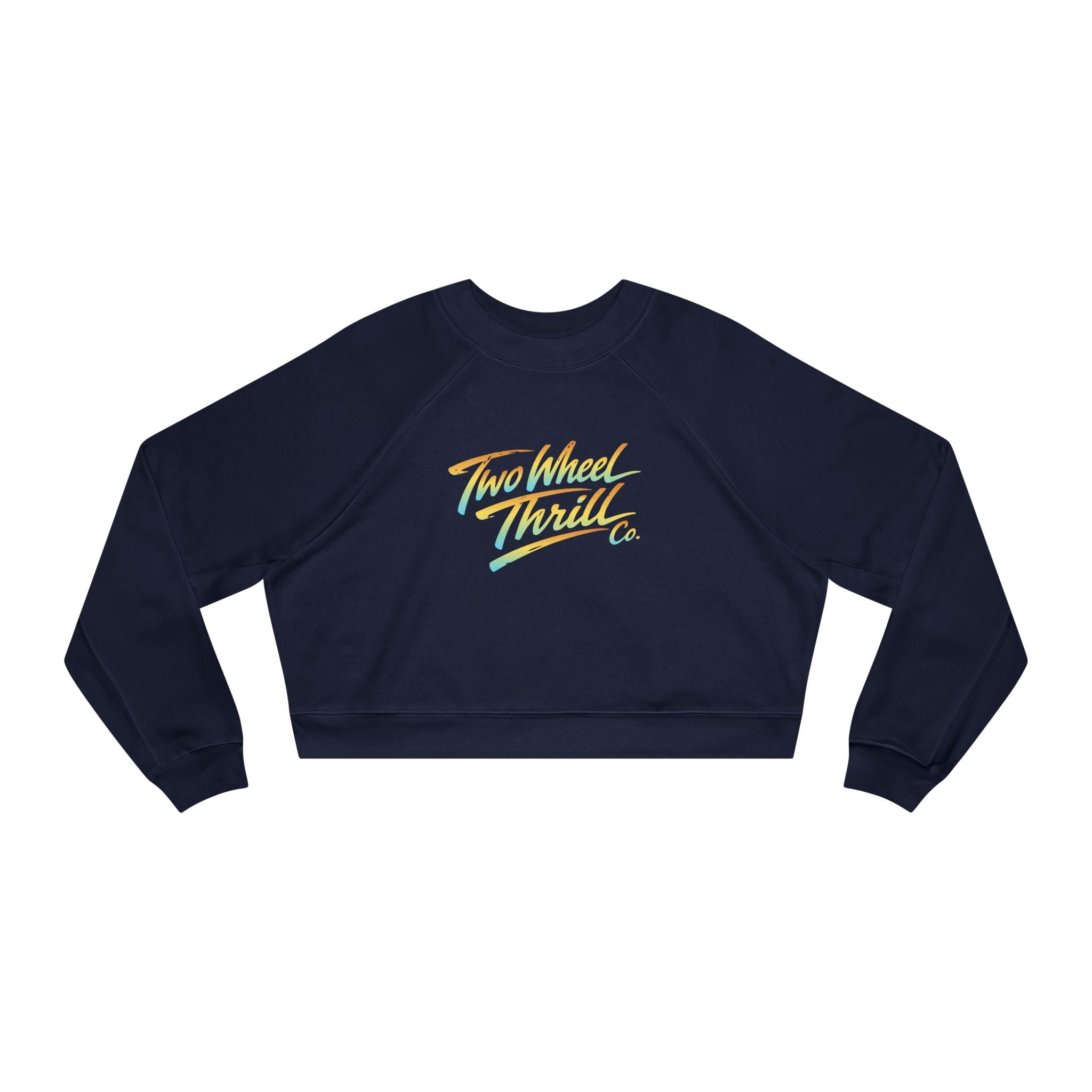 Two Wheel Thrill Co. Cropped Pullover — Women's Retro Motorcycle Fleece