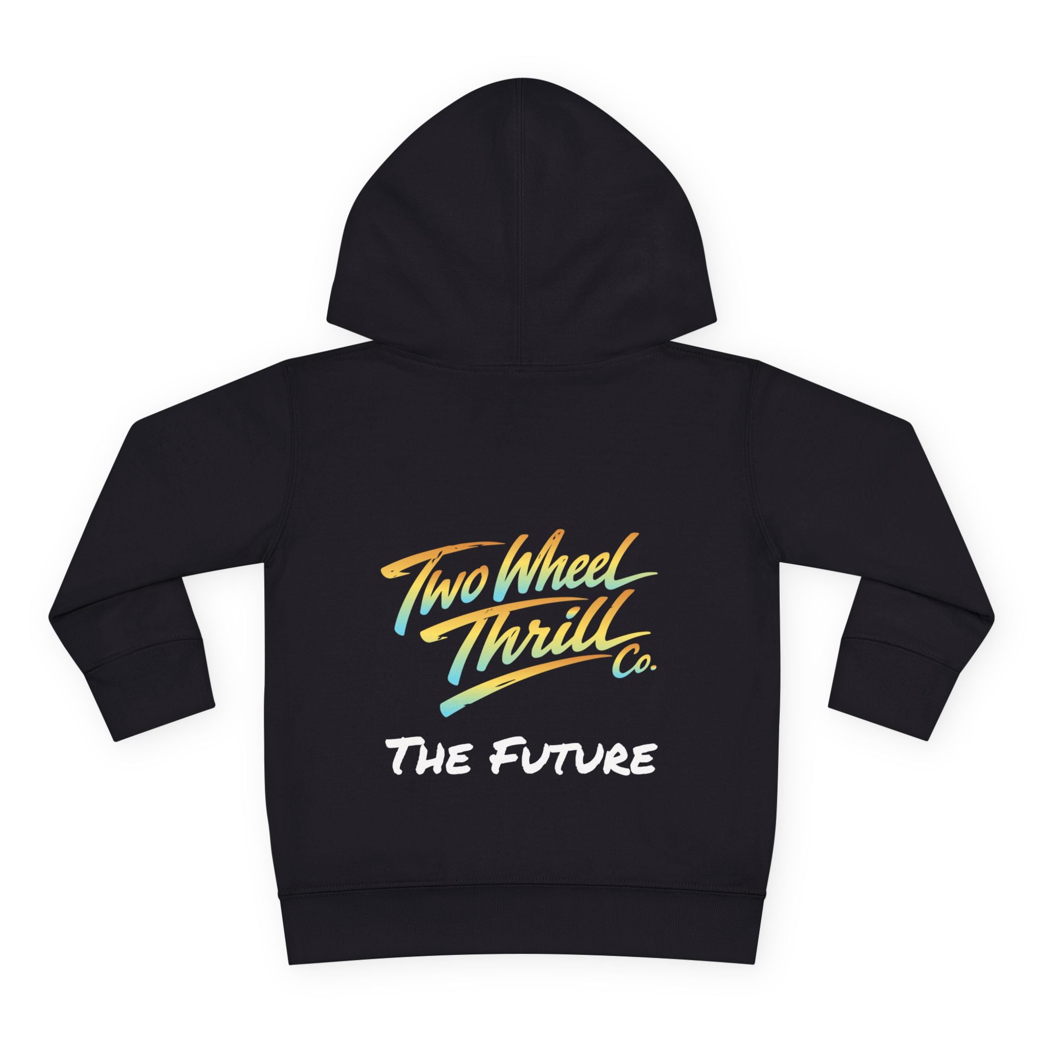 Toddler Hoodie - "Cycles" Front Patch & "Two Wheel Thrill Co." Colorful Back Graphic