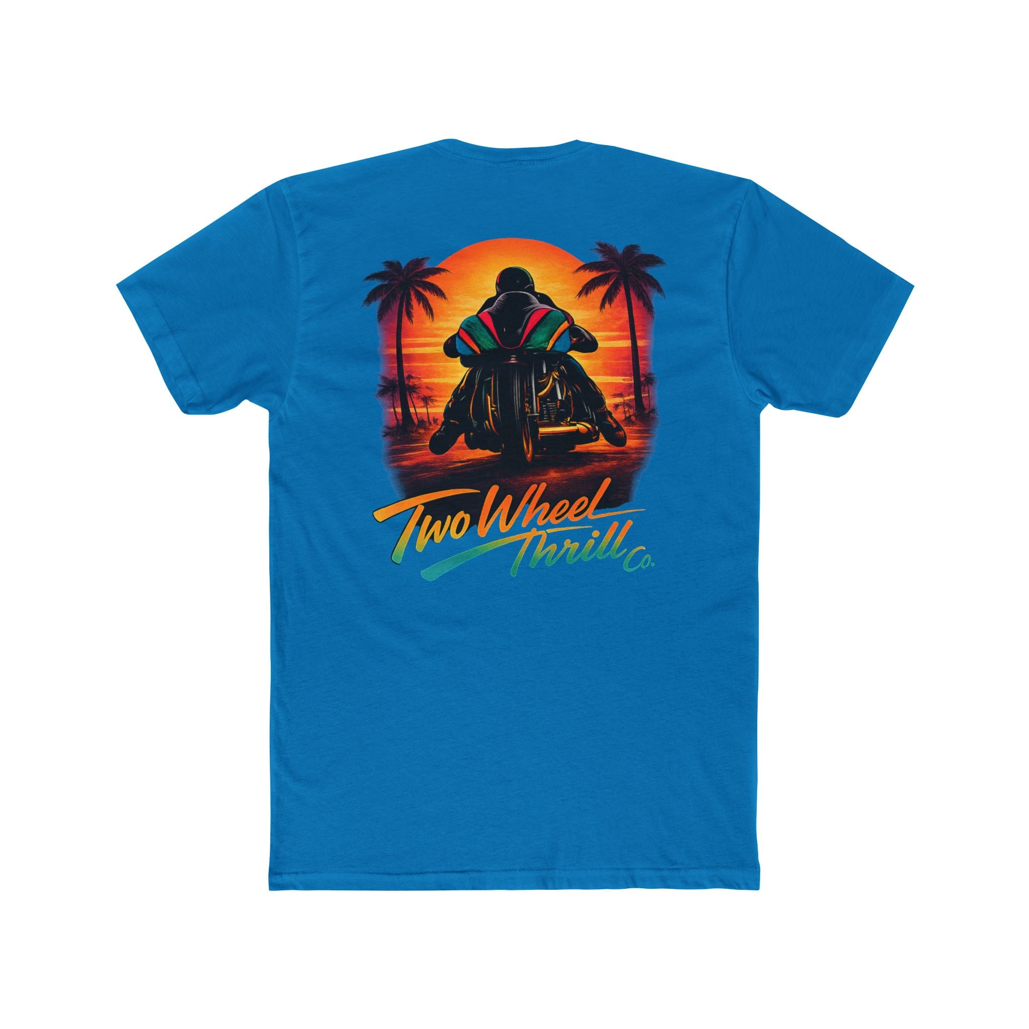 Two Wheel Thrill Motorcycle Tee — "Stupid Fast!" Sunset Rider T-Shirt