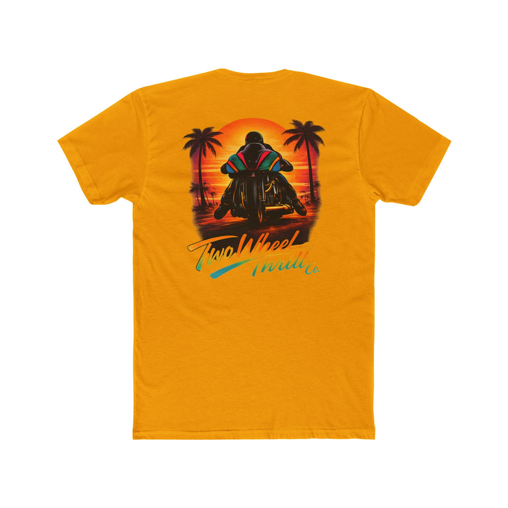Two Wheel Thrill Co. Motorcycle Tee — Retro Beach Rider Graphic T-Shirt