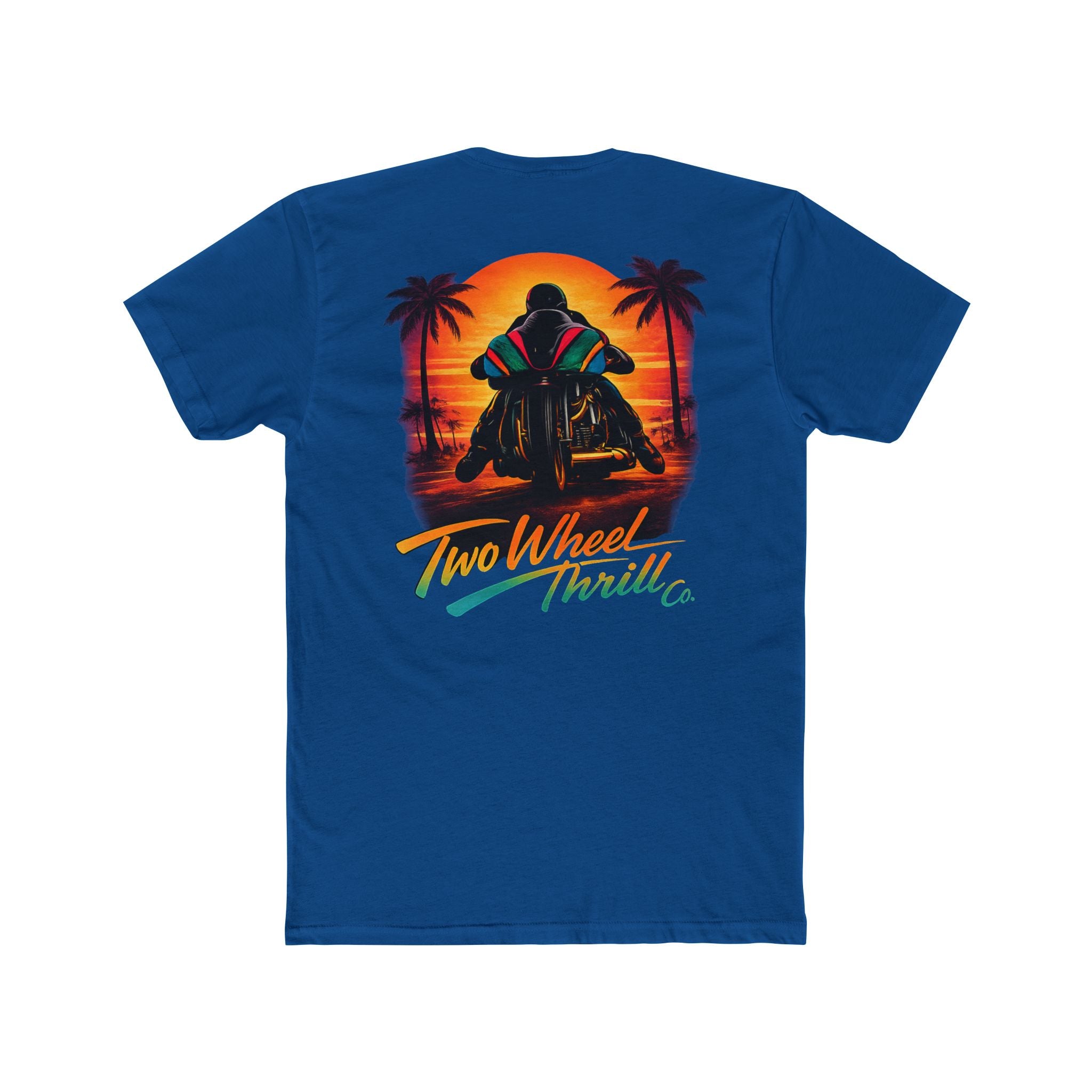 Two Wheel Thrill Motorcycle Tee — "Stupid Fast!" Sunset Rider T-Shirt