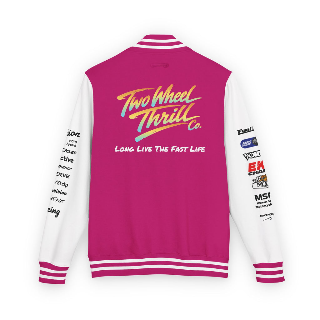 Two Wheeled Thrill Letterman Jacket — "Live the Fast Life" Varsity Jacket