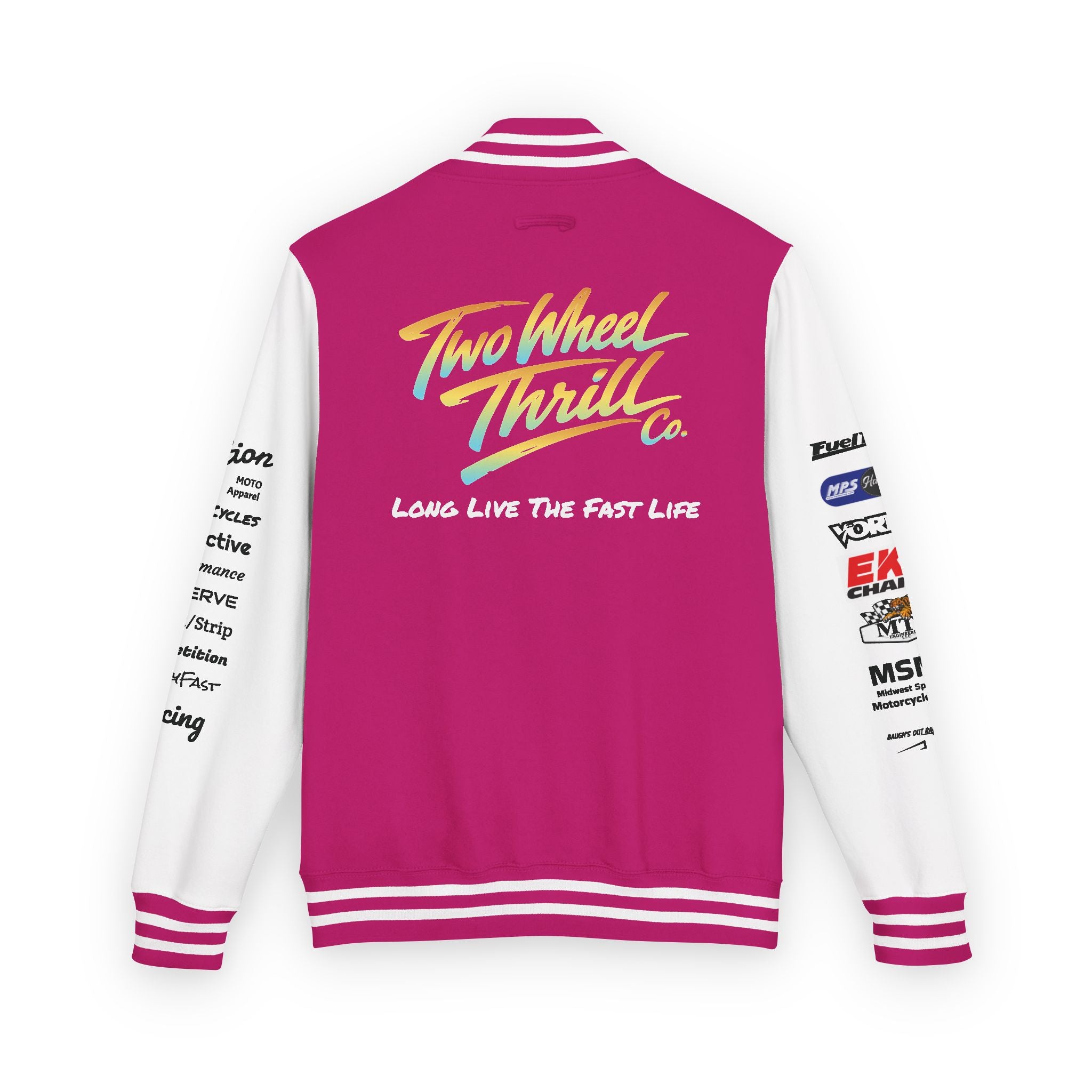 Two Wheeled Thrill Letterman Jacket — "Live the Fast Life" Varsity Jacket