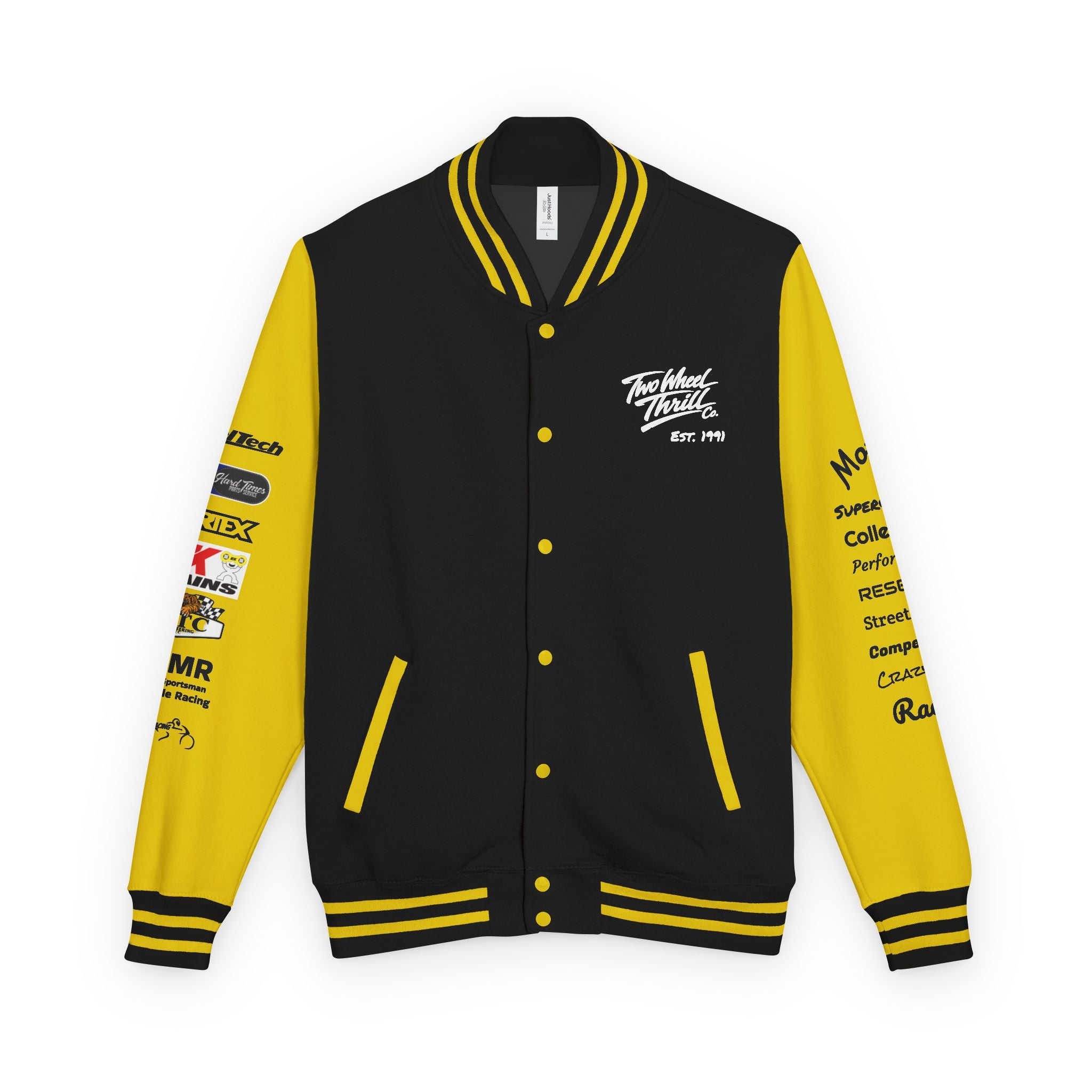 Two Wheeled Thrill Letterman Jacket — "Live the Fast Life" Varsity Jacket