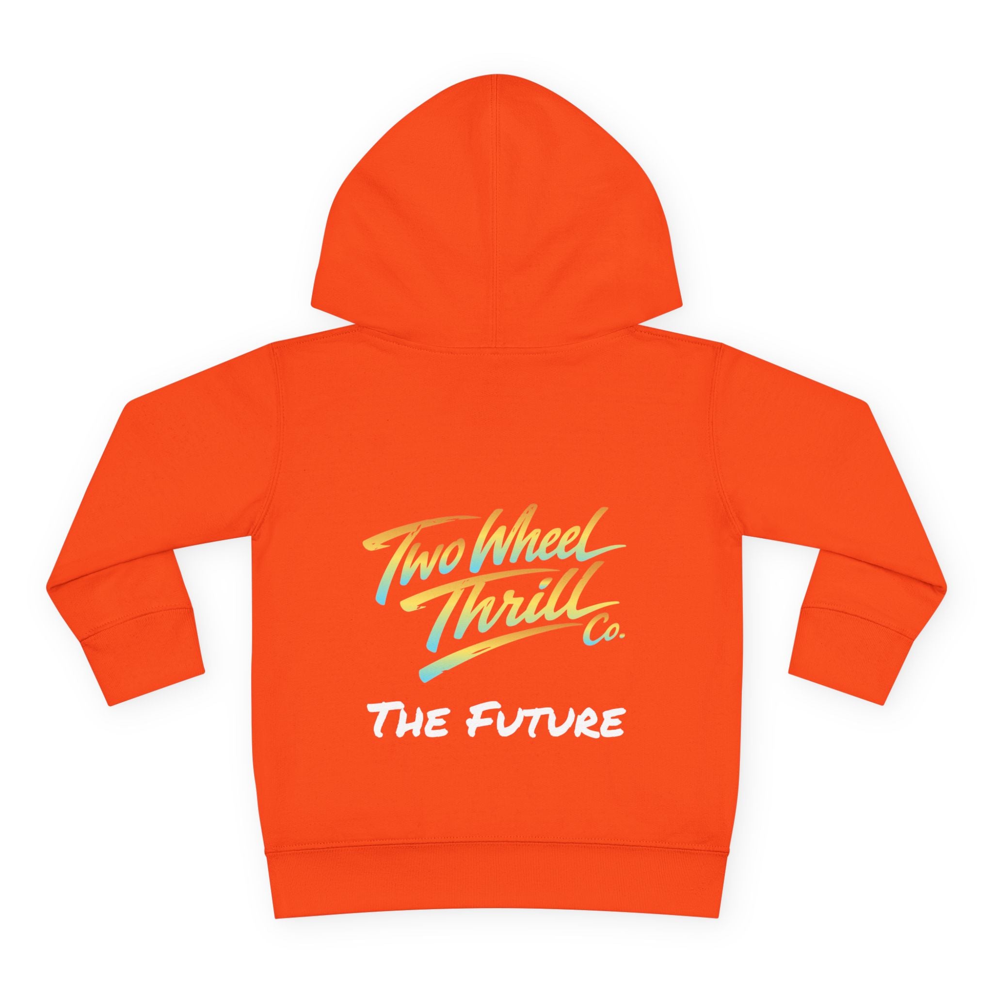 Toddler Hoodie - "Cycles" Front Patch & "Two Wheel Thrill Co." Colorful Back Graphic
