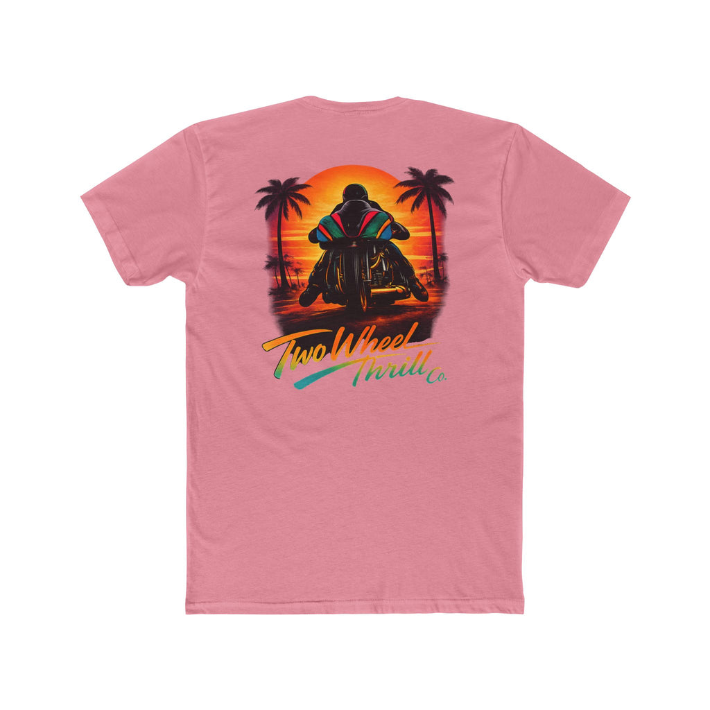 Two Wheel Thrill Co. Motorcycle Tee — Retro Beach Rider Graphic T-Shirt