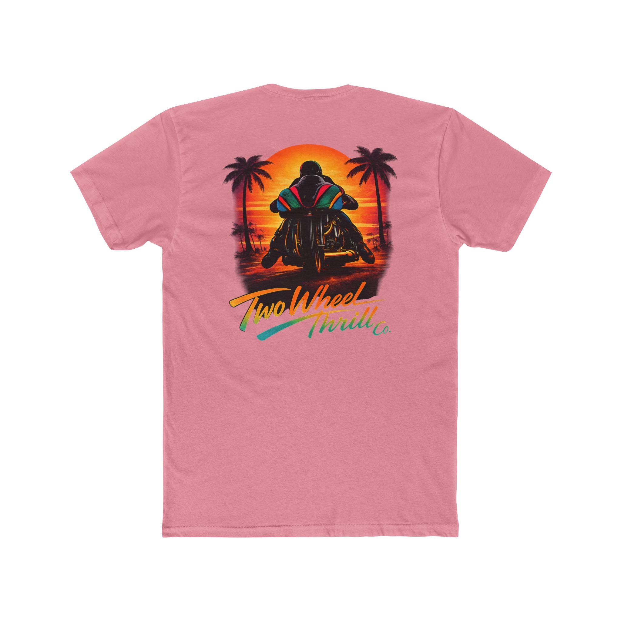 Two Wheel Thrill Co. Motorcycle Tee — Retro Beach Rider Graphic T-Shirt
