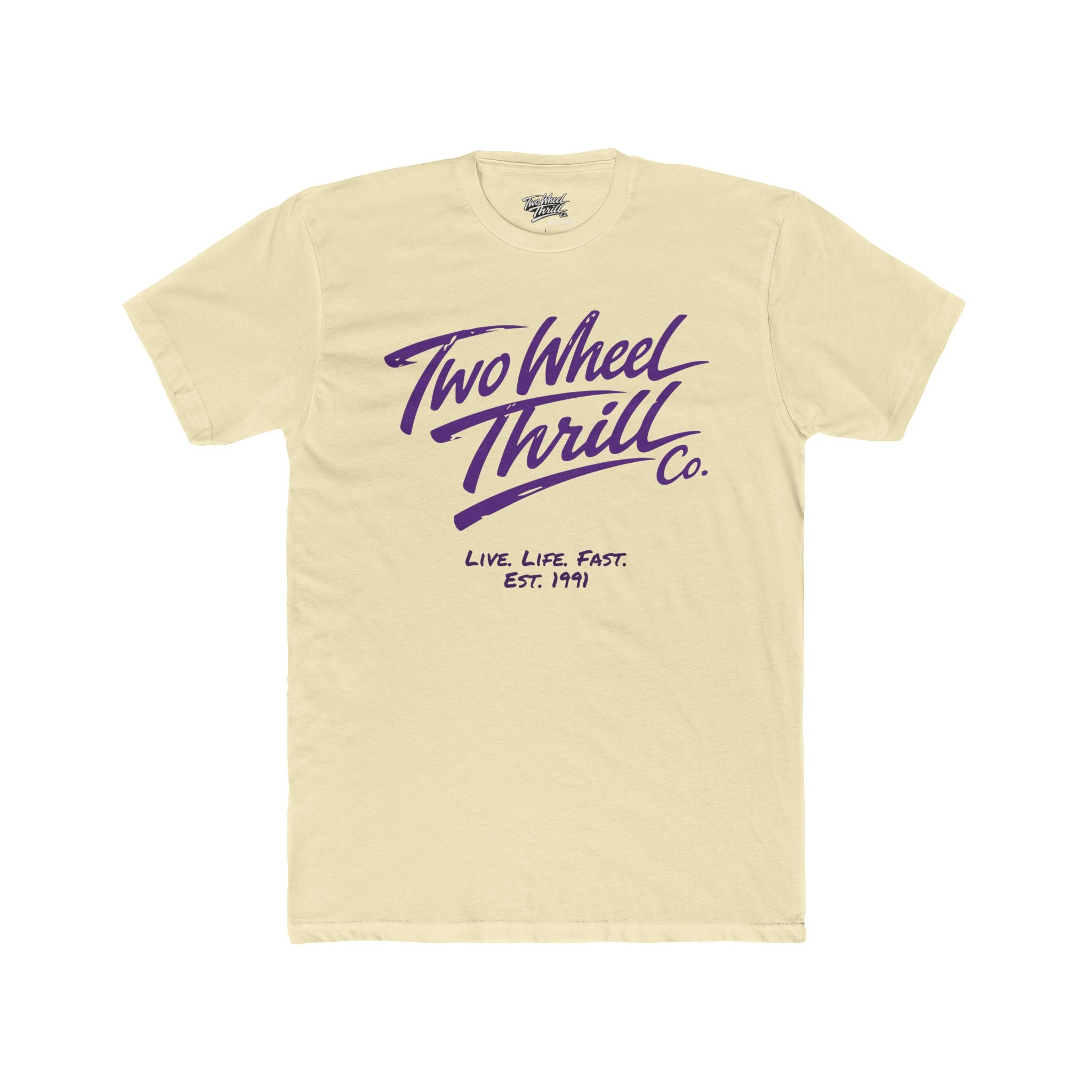 Two Wheel Thrill Co. Motorcycle Tee — Retro Beach Rider Graphic T-Shirt
