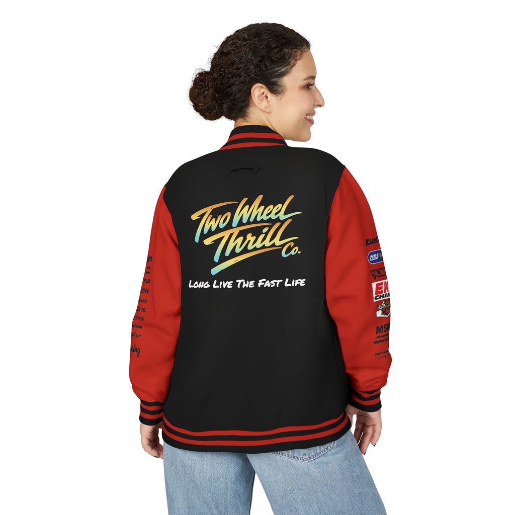 Two Wheeled Thrill Letterman Jacket — "Live the Fast Life" Varsity Jacket