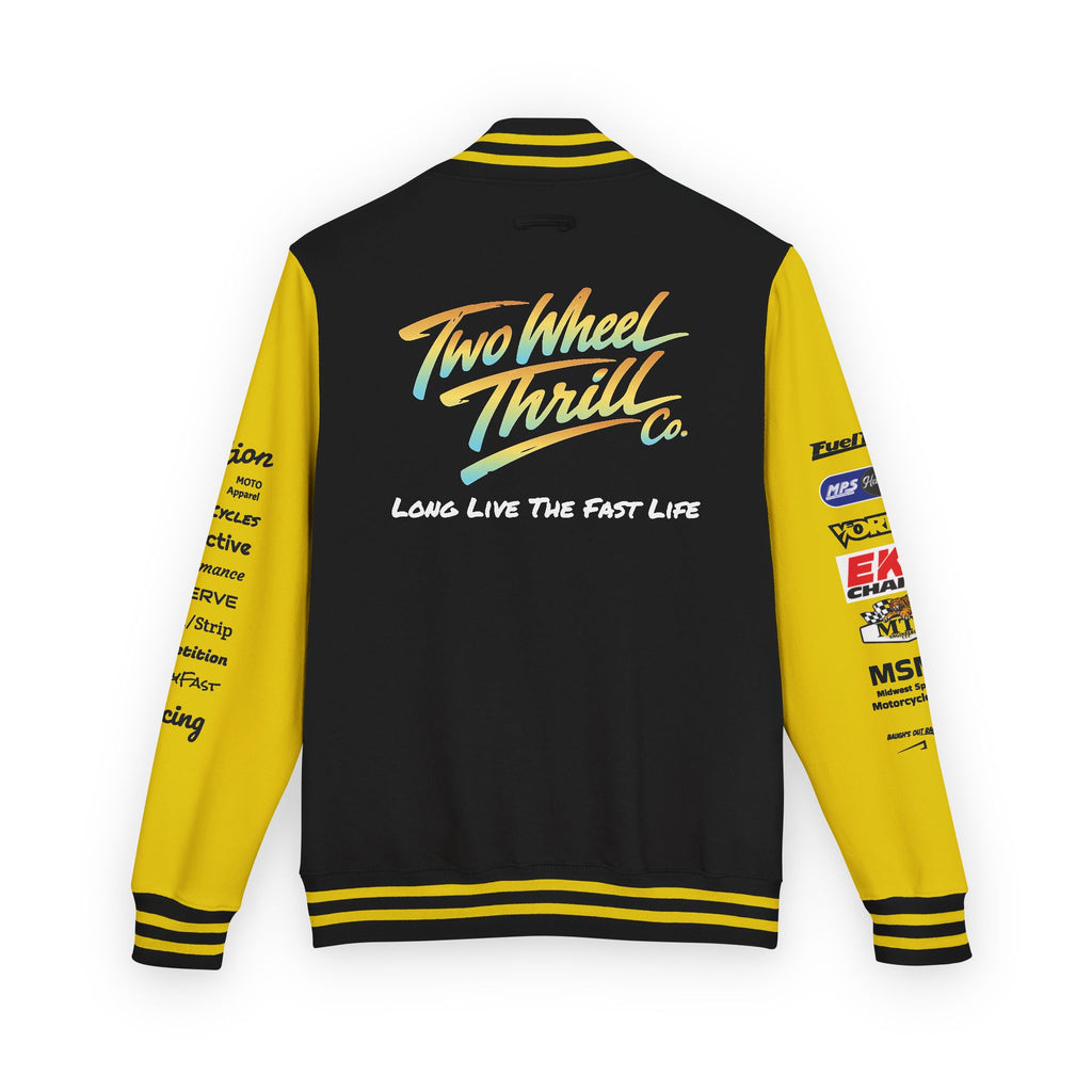 Two Wheeled Thrill Letterman Jacket — "Live the Fast Life" Varsity Jacket
