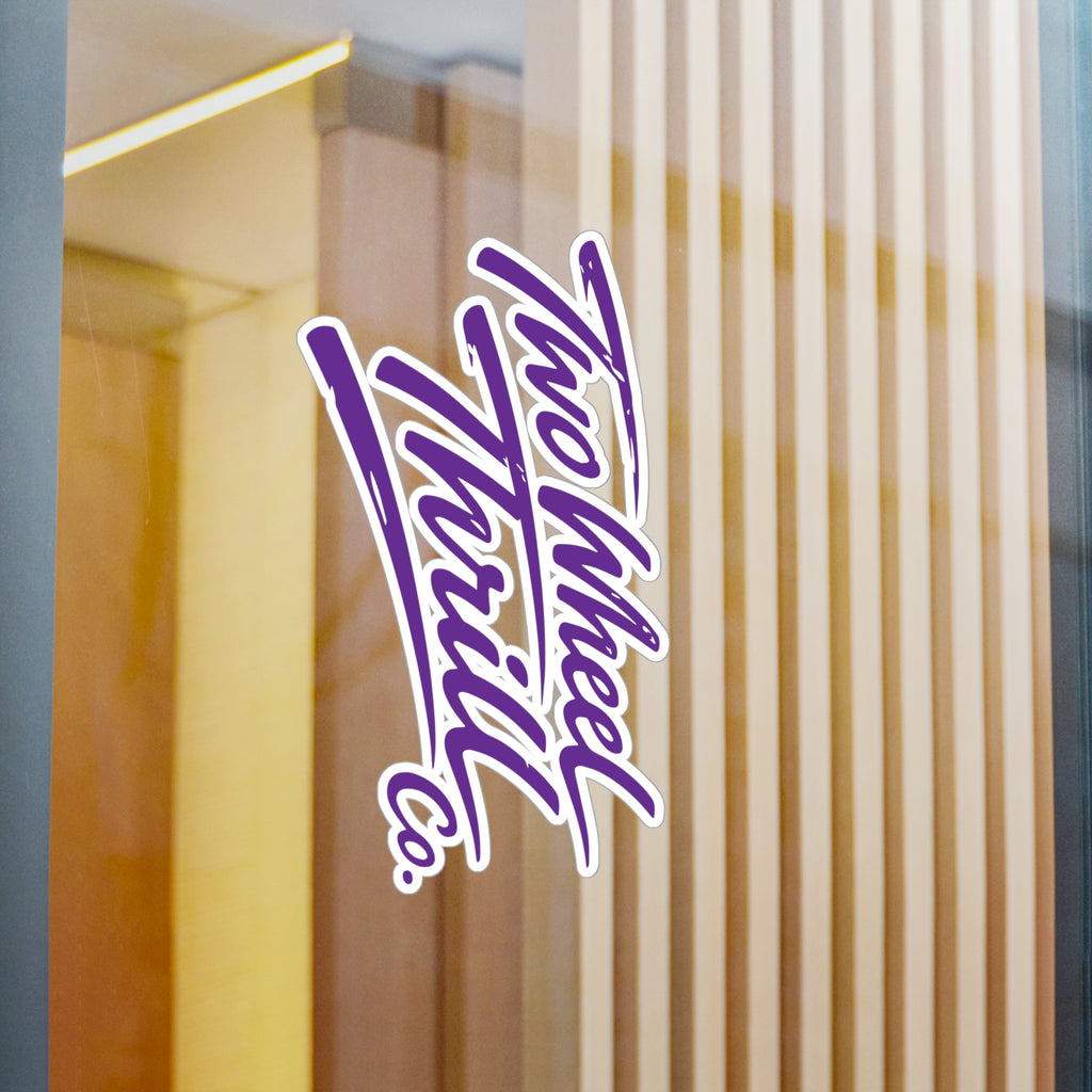 Kiss-Cut Vinyl Decal — "Low Wheel Thrill Co." Script Sticker (Purple)