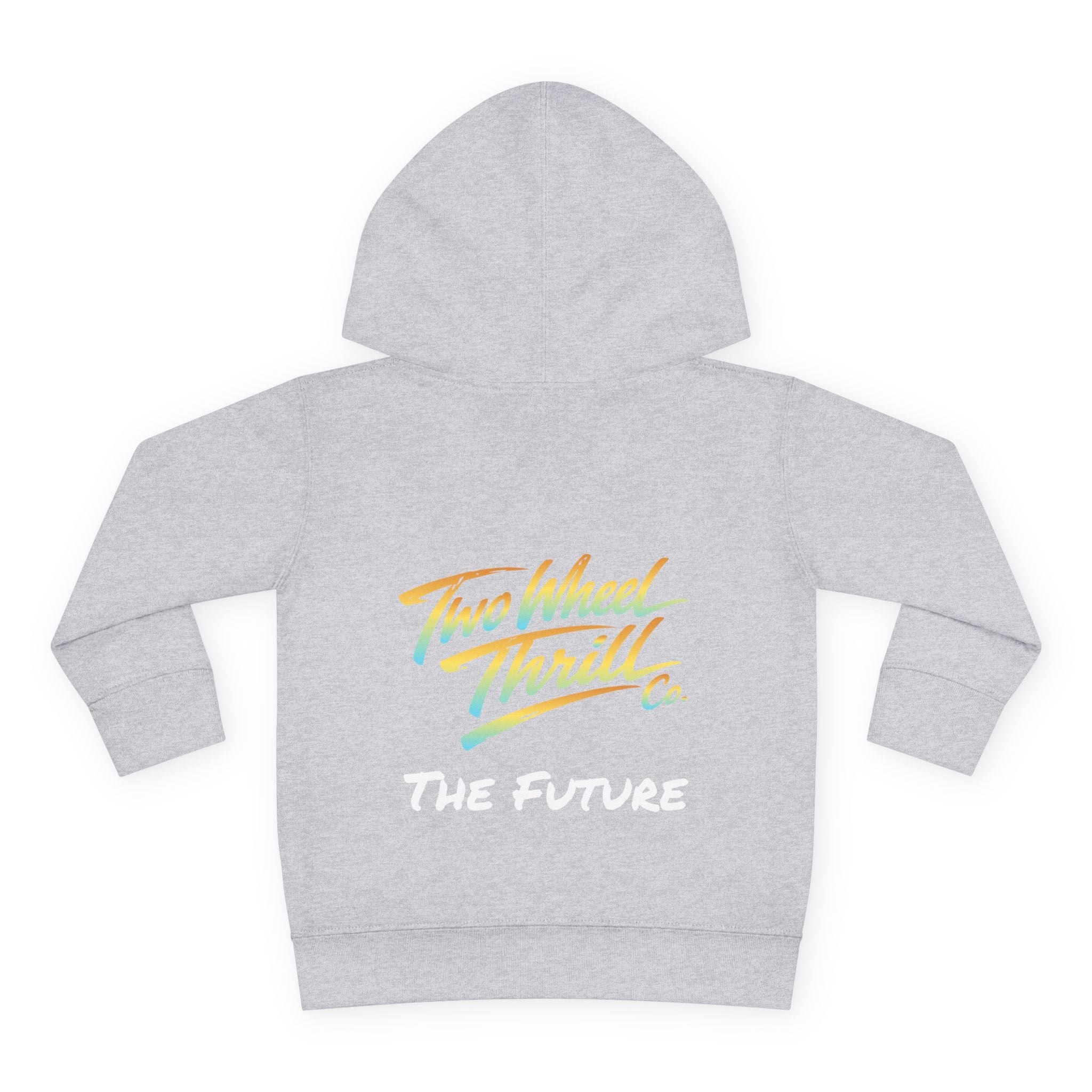 Toddler Hoodie - "Cycles" Front Patch & "Two Wheel Thrill Co." Colorful Back Graphic