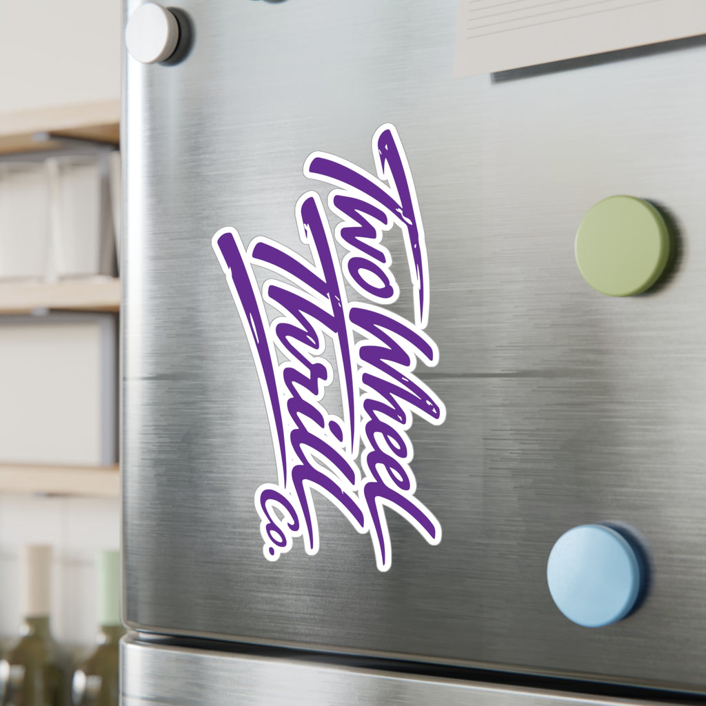 Kiss-Cut Vinyl Decal — "Low Wheel Thrill Co." Script Sticker (Purple)