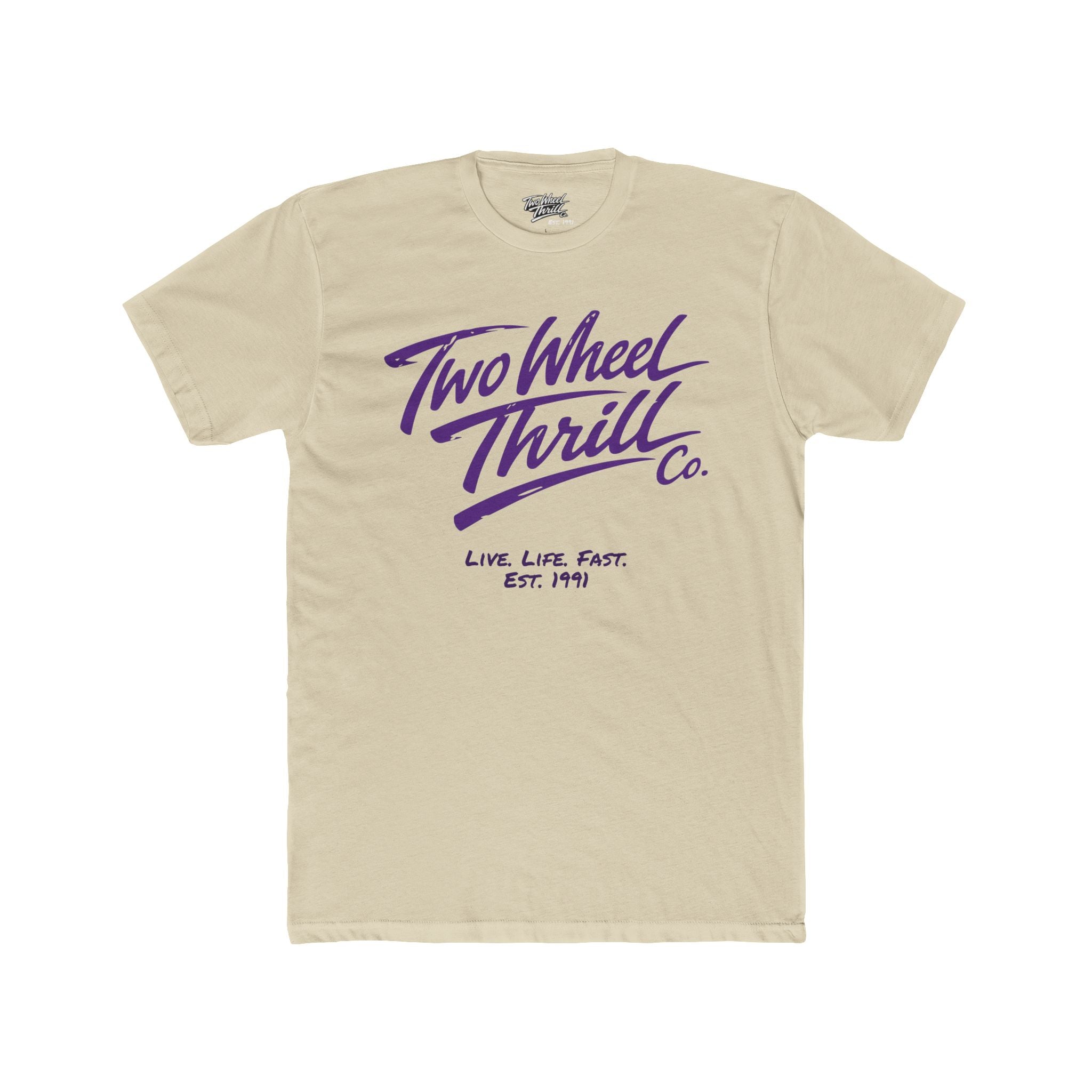 Two Wheel Thrill Co. Motorcycle Tee — Retro Beach Rider Graphic T-Shirt