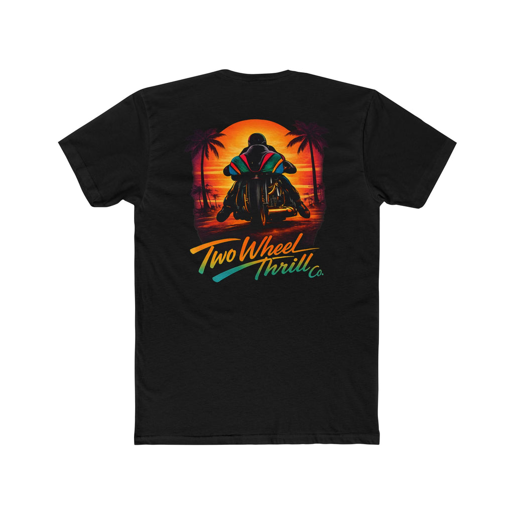 Two Wheel Thrill Co. Motorcycle Tee — Retro Beach Rider Graphic T-Shirt
