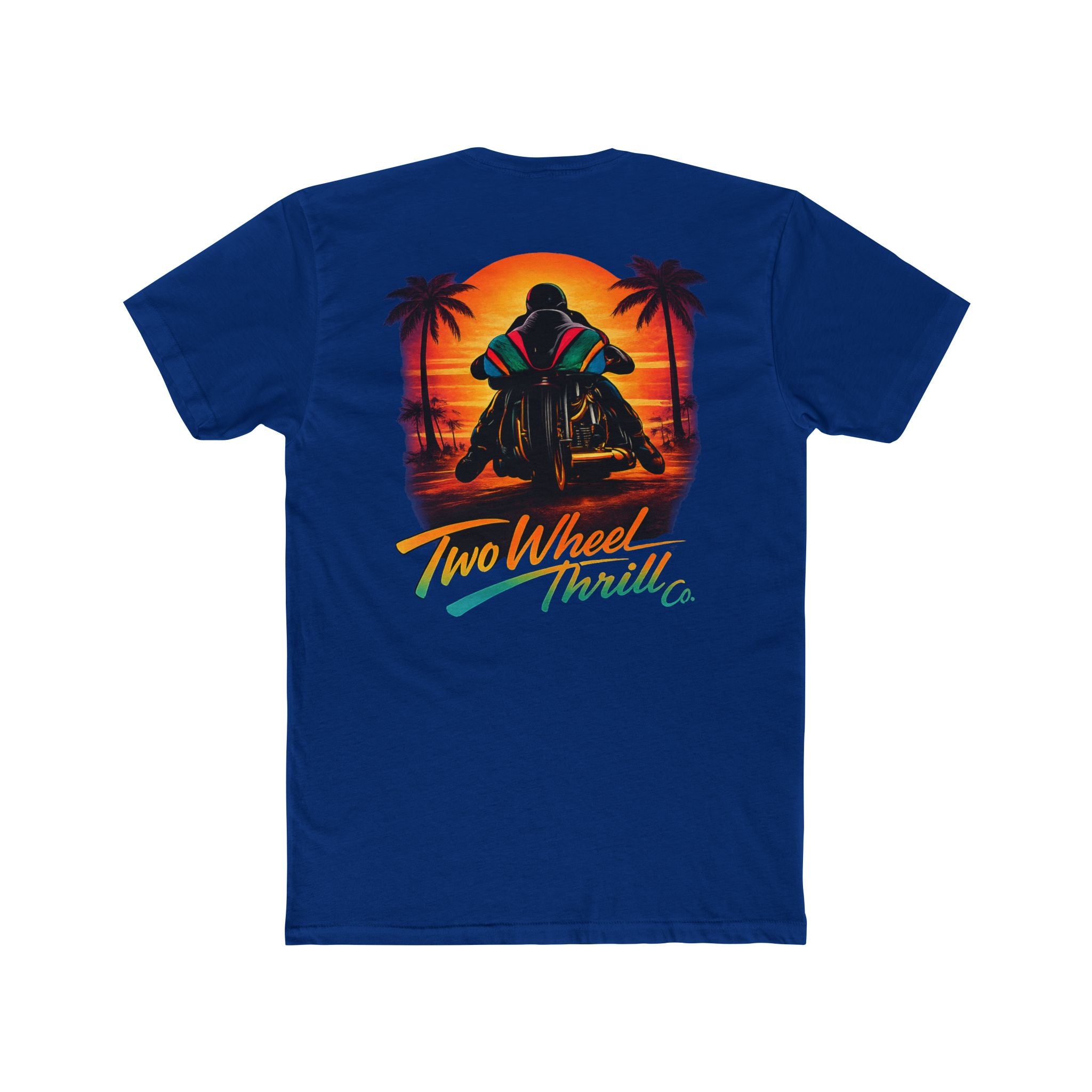 Two Wheel Thrill Motorcycle Tee — "Stupid Fast!" Sunset Rider T-Shirt