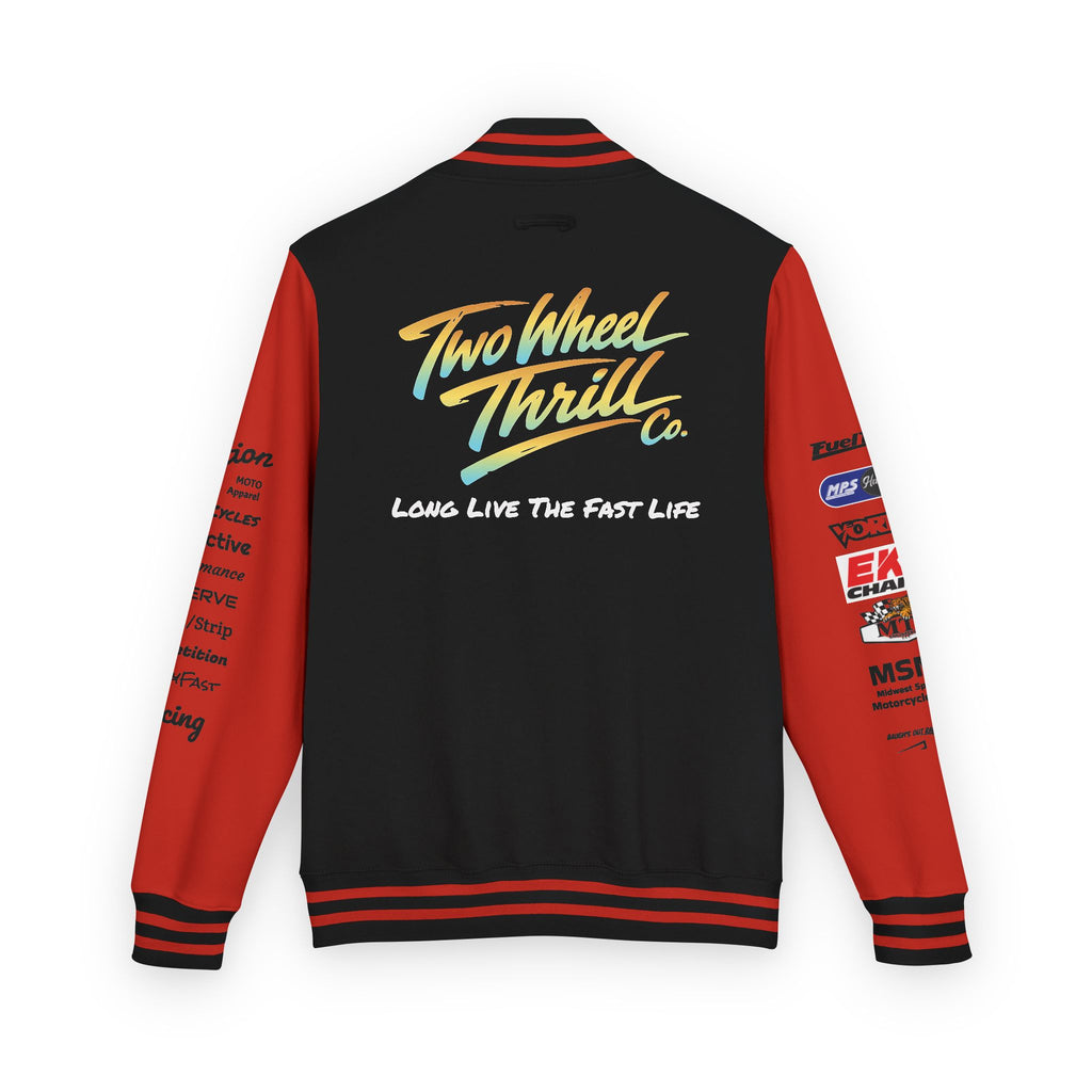 Two Wheeled Thrill Letterman Jacket — "Live the Fast Life" Varsity Jacket