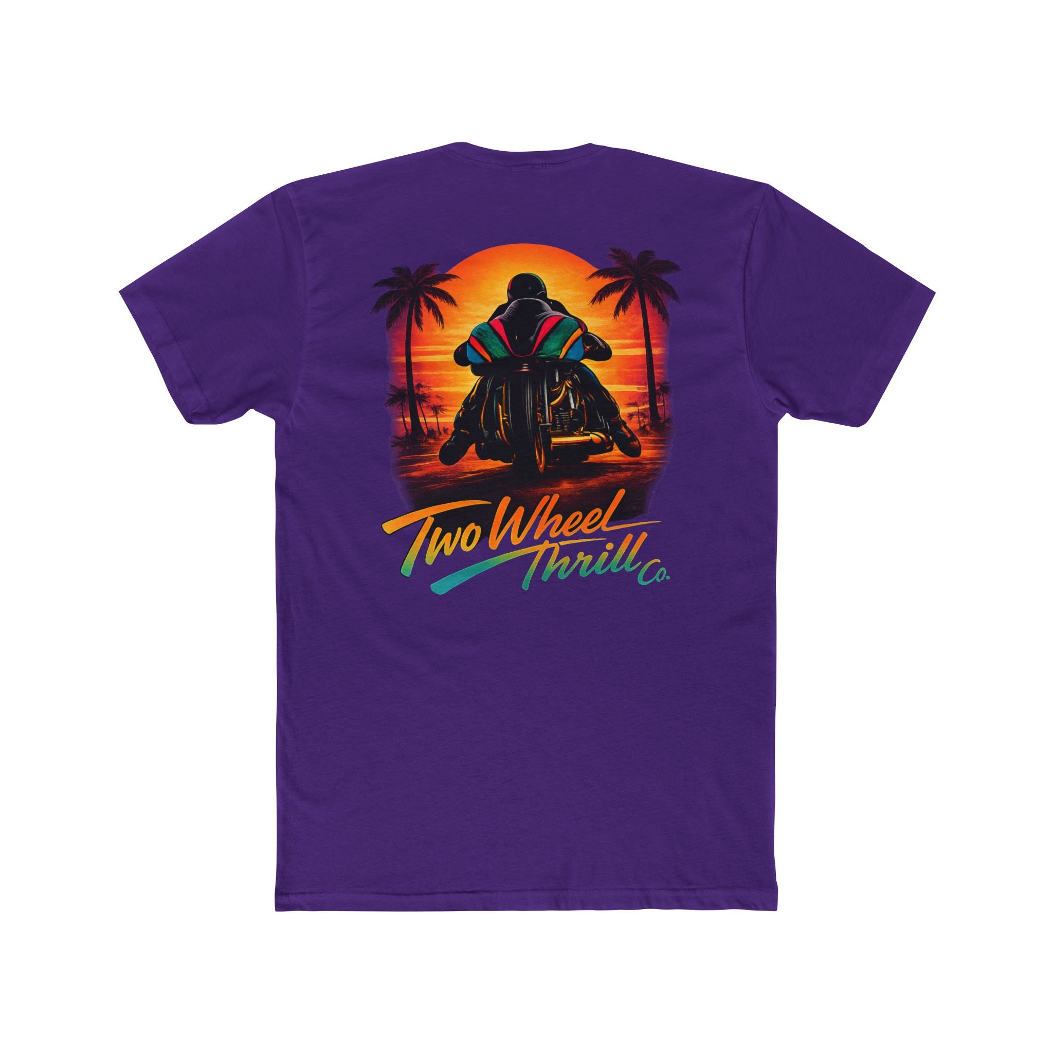 Two Wheel Thrill Motorcycle Tee — "Stupid Fast!" Sunset Rider T-Shirt
