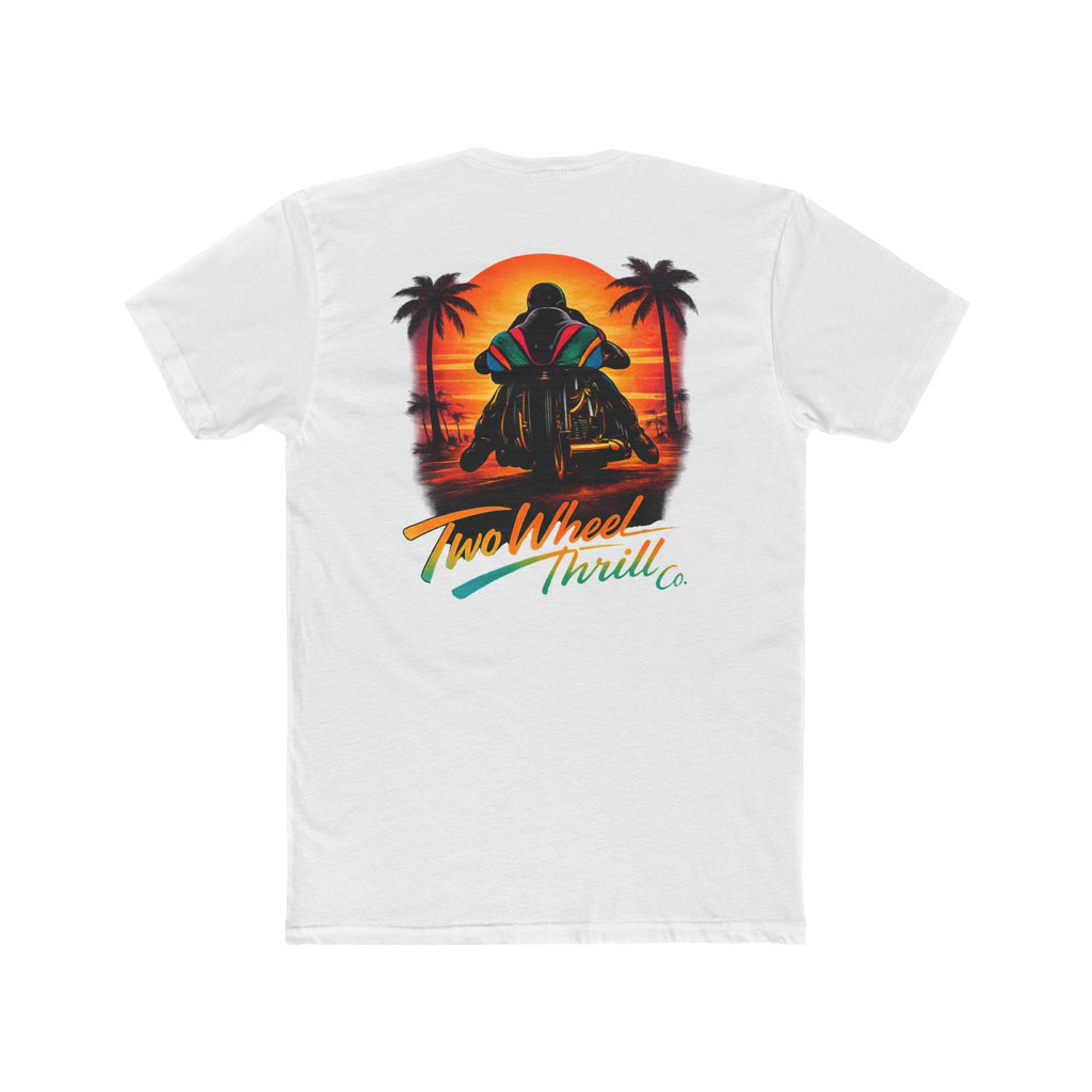 Two Wheel Thrill Co. Motorcycle Tee — Retro Beach Rider Graphic T-Shirt